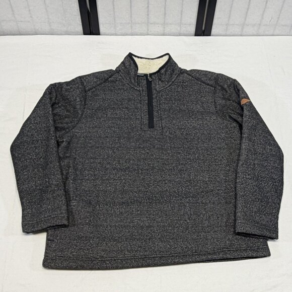 Orvis Quarter Zip Mock Neck Fleece Lined Sweater XXL Black Grey Long Sleeve - Picture 7 of 12